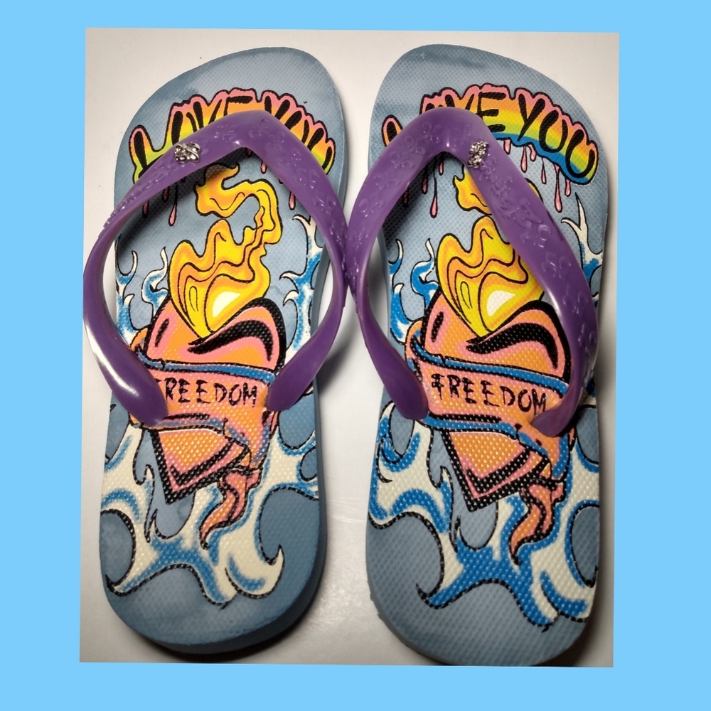 Vintage Y2k, 2BFree Flip Flop Thong Sandal 6/7 "Love You" Great Condition!
